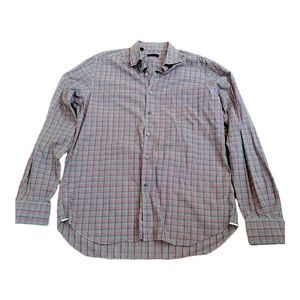 Mens Saks Fifth Avenue Plaid Button Down Shirt Large